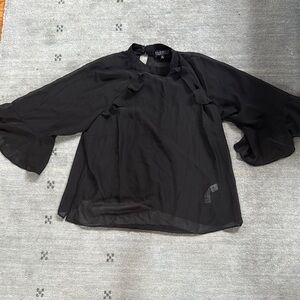 Eloquii Black Ruffle Sleeve Blouse